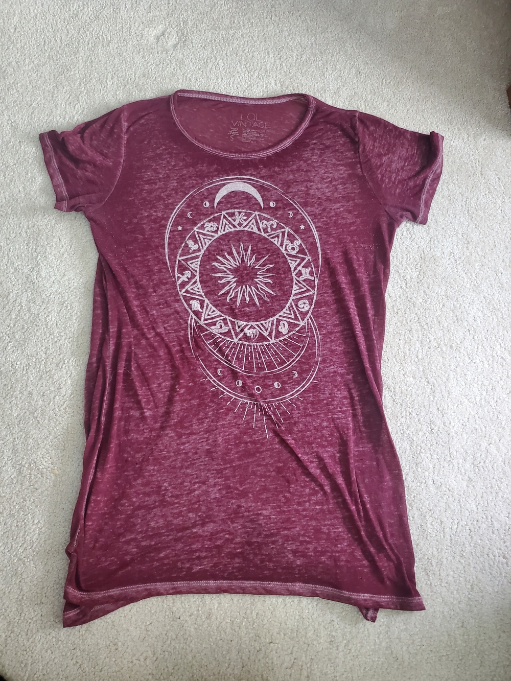 L.O.L. Vintage Maroon Graphic Short Sleeve Tee
